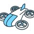 Vector illustration of a flying car and a flying cab.